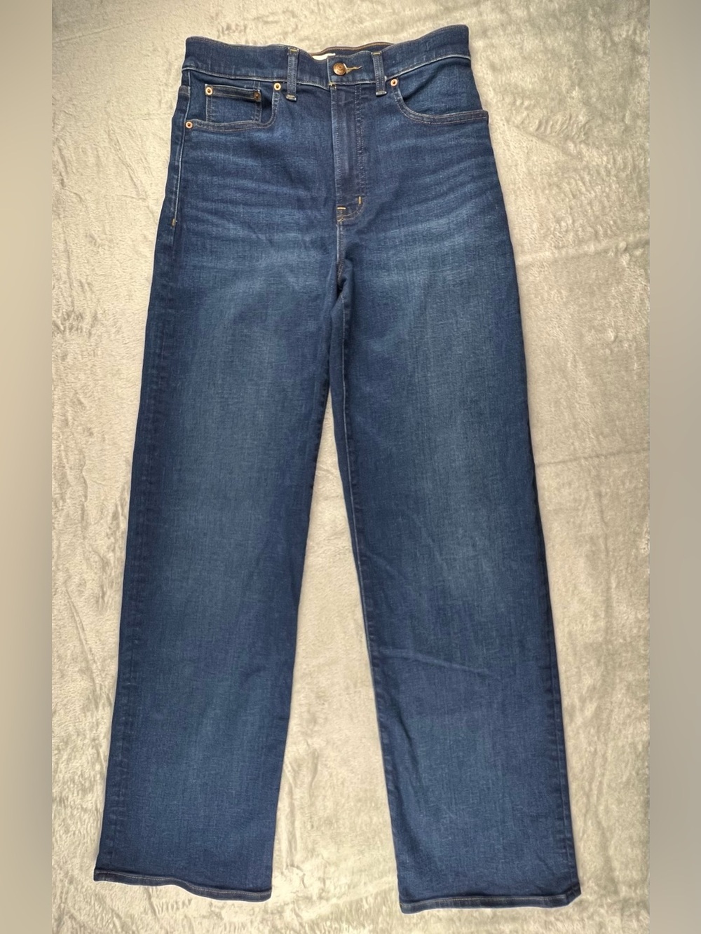 Madewell Perfect Vintage High Rise Wide Leg Jeans Womens Size 28T Tall Dark Wash
